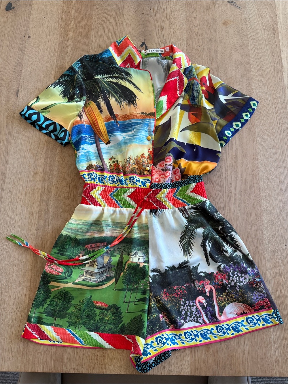 Alice + Olivia Multicolor Tropical Print Short Jumpsuit